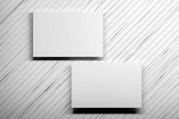 Vista Superior Dois Cartões Visita Brancos Branco Textura Processual Madeira — Fotografia de Stock