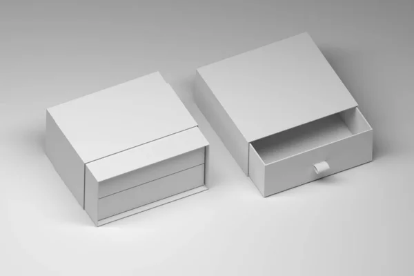 Branco Aberto Modelo Caixa Presente Mockup Superfície Branca Ilustração — Fotografia de Stock