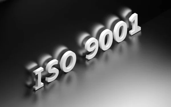 Nagy Merész Fehér Szó Iso 9001 Fekete Háttér Illusztráció — Stock Fotó