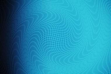 Koyu mavi açık mavi renkte çarpık parlayan şebekeye sahip geleceksel desen. 3d illüstrasyon.