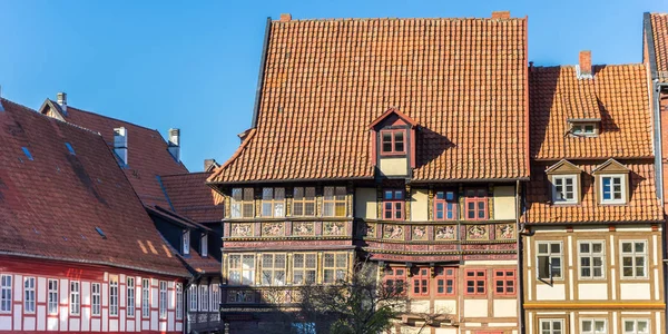 Panorama Zdobenými Domy Náměstí Godehard Hildesheim Německo — Stock fotografie