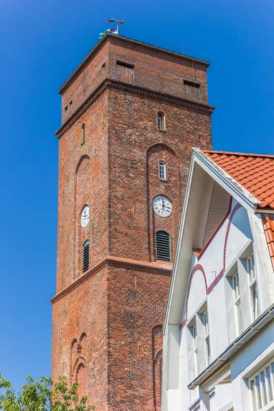 Zabytkowej Latarni Centrum Borkum Miejscowości Niemczech — Zdjęcie stockowe