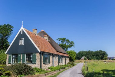 Traditional dutch house in the landscape of Texel island, The Netherlands clipart
