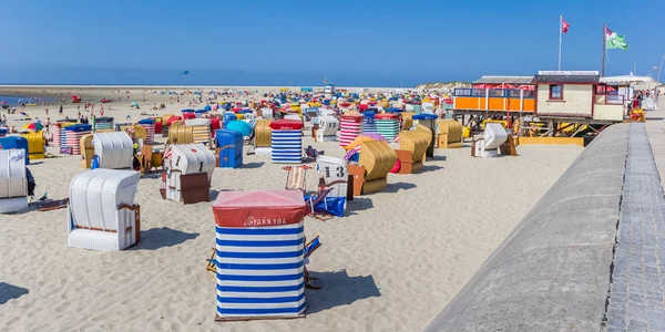 Panorama Des Tentes Chaises Plage Traditionnelles Borkum Allemagne — Photo