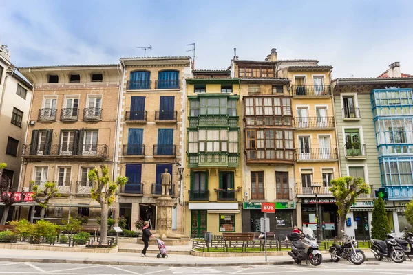 Pequena Praça Com Casas Coloridas Estella Espanha — Fotografia de Stock