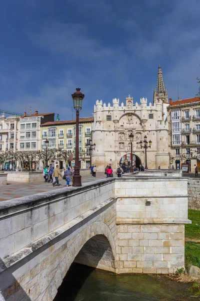 Puente Santa Maria Puerta Histórica Ciudad Burgos España — Foto de Stock