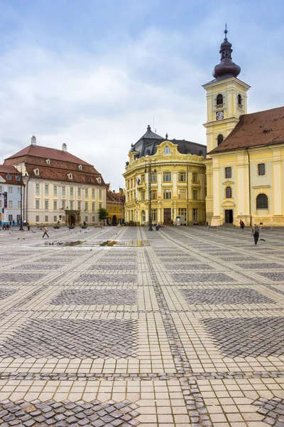 Piata Mare Central Square Historical Sibiu Roménia — Fotografia de Stock