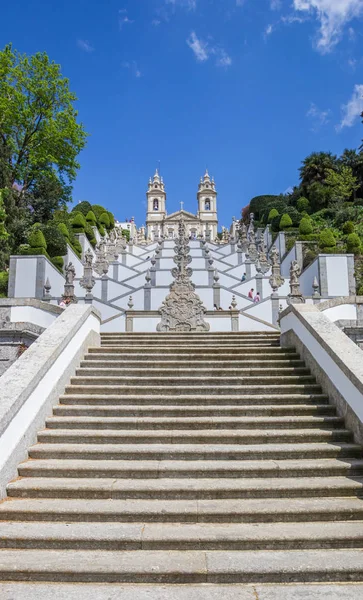 Braga Portekiz Monte Bom Jesus Için Önde Gelen Merdiven Yapmak — Stok fotoğraf