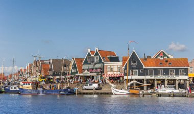 Boats at the quay of Volendam in the Netherlands clipart