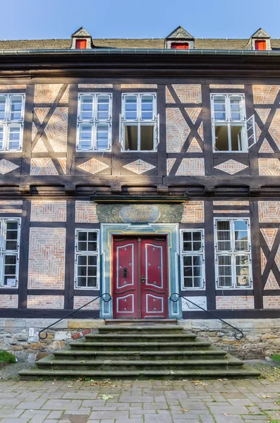 Red Door Historic Half Timbered House Goslar Germany — Stock Photo, Image