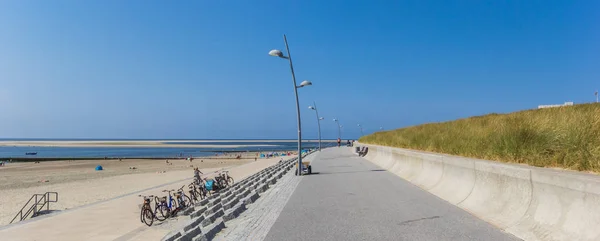 Panorama Una Diga Lungo Mare Sull Isola Borkum Germania — Foto Stock