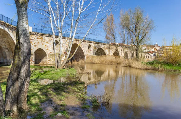 Historic Brigde Puente Piedra Zamora Spain — 스톡 사진