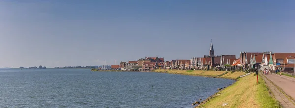 Panorama Jezioro Ijsselmeer Grobla Volendam Holandia — Zdjęcie stockowe