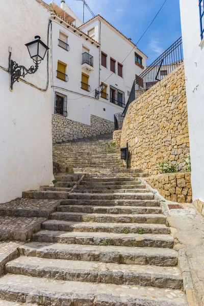 Altea Spanya Nın Eski Şehir Dik Adımları — Stok fotoğraf