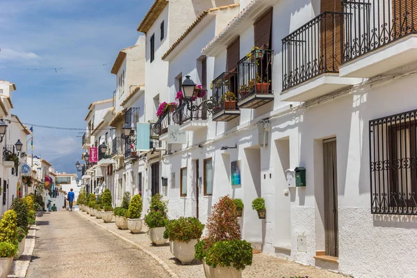 Witgekalkte Huizen Een Straat Altea Spanje — Stockfoto
