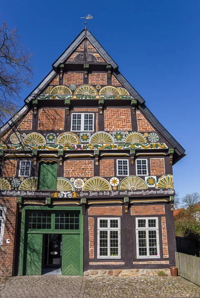 Fachada Decorada Una Casa Entramado Madera Verden Alemania —  Fotos de Stock