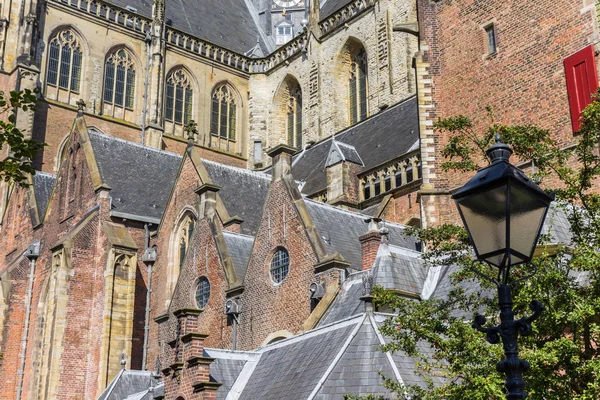 Luz Rua Frente Igreja Bavo Haarlem Holanda — Fotografia de Stock