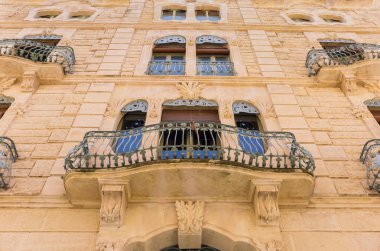 Balcony at a historic apartment building in Alcoy, Spain clipart