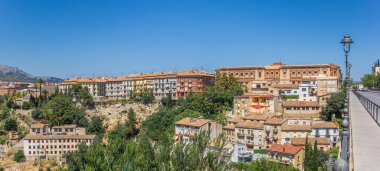 Panorama of a bridge and colorful houses in the historic center of Alcoy, Spain clipart