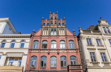 Historic houses at the market square of Minden, Germany clipart