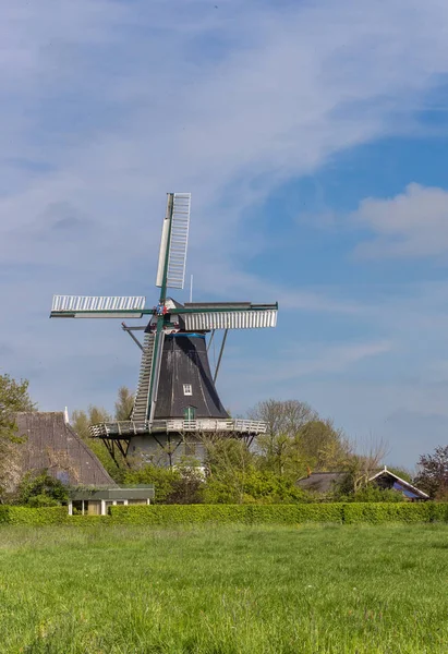 Zabytkowy Młyn Feerwerd Holandii — Zdjęcie stockowe