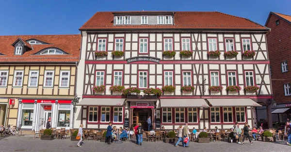 Buntes Hotel Zentralen Marktplatz Von Wernigerode — Stockfoto