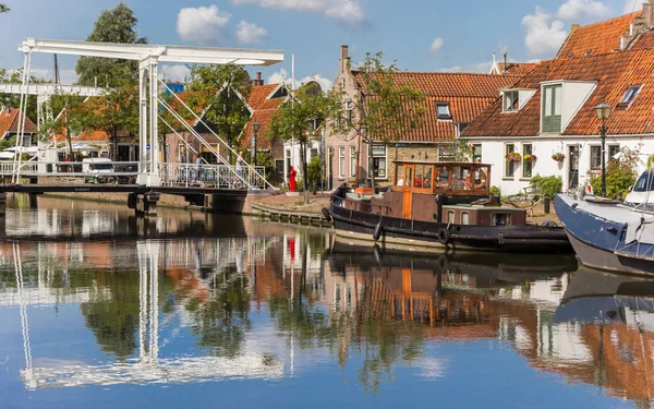 White Bridge Reflection Canal Edam Holland — Stock Photo, Image