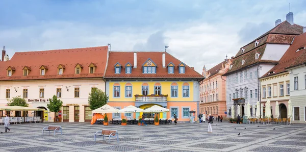 Panorama Piata Mare Plaza Central Histórica Sibiu Rumania — Foto de Stock