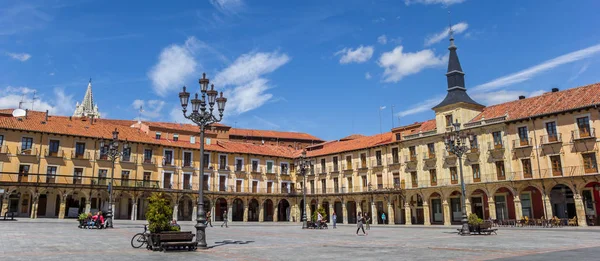 Panorama Los Coloridos Edificios Históricos Plaza Mayor León España — Foto de Stock