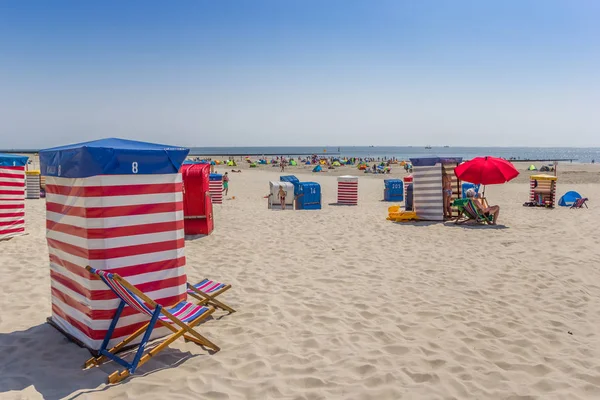 Typical Striped Tent Beach Borkum Germany — Stock Photo, Image