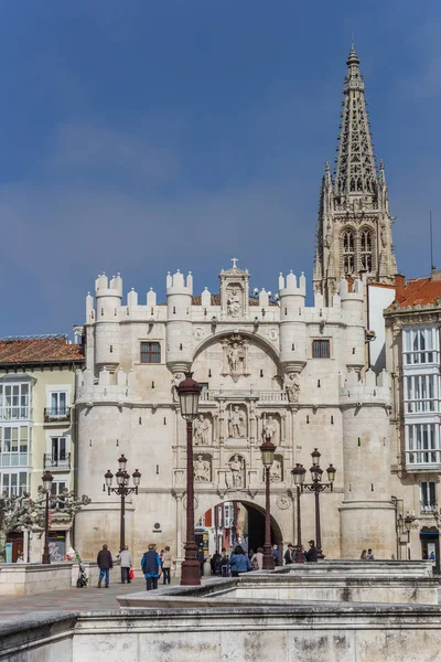 Puente Santa Maria Puerta Histórica Ciudad Burgos España — Foto de Stock