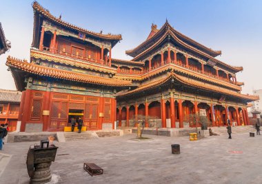 Main builings of the Yonghegong Lama temple complex in Beijing, China clipart