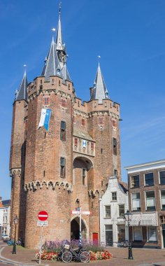Old city gate Sassenpoort in the historical city of Zwolle, The Netherlands clipart