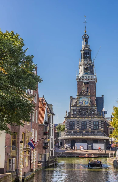 Waage Haus Und Touristen Einem Boot Einem Kanal Zentrum Von — Stockfoto