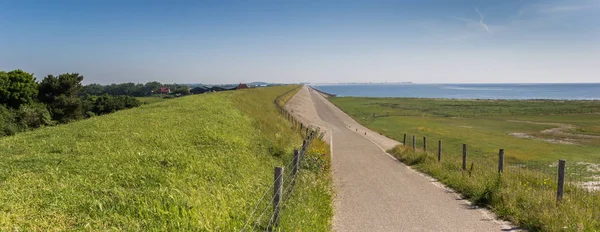 Panorama Dike Road Wadden Island Texel Netherlands — Stock Photo, Image