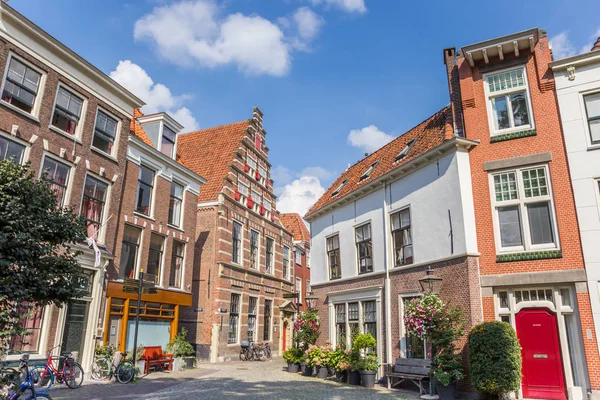 Kleurrijke Huizen Het Historische Centrum Van Leiden Nederland — Stockfoto