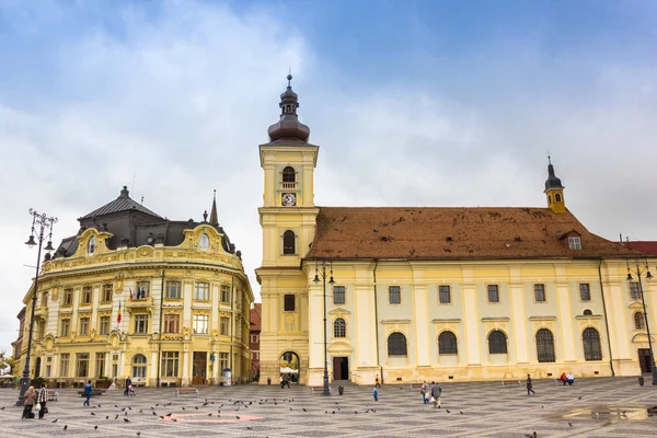 Plaza Central Yegua Piata Histórica Sibiu Rumania — Foto de Stock