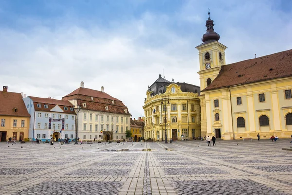 Plaza Central Yegua Piata Histórica Sibiu Rumania — Foto de Stock