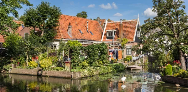 Pequenas Casas Canal Aldeia Histórica Edam Países Baixos — Fotografia de Stock