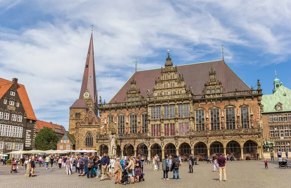 Історичної Ратуші Площі Центральний Ринок Бремен Німеччина — стокове фото