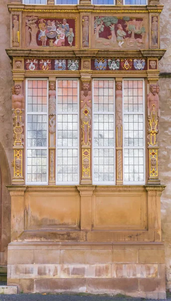 Оформлені Вікно Історичній Tempelhaus Будівлі Гільдесгаймі Німеччина — стокове фото