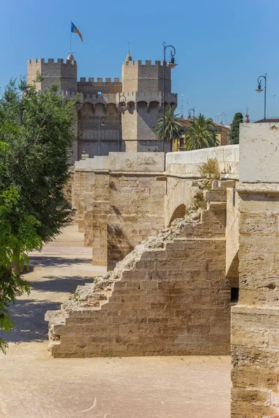 Serranos Bridge Och Towers Centrala Valencia Spanien — Stockfoto