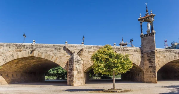 Historische Puente Del Real Brücke Flusspark Turia Valencia Spanien — Stockfoto