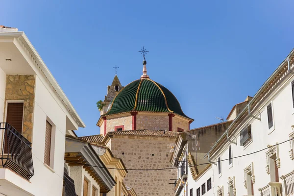 Cúpula Azulejos Verdes Iglesia Alcalá Del Jucar España — Foto de Stock