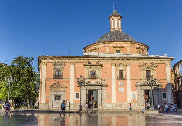 Valencia Spanya Merkez Meydanı Üzerinde Renkli Basilica Virgen — Stok fotoğraf