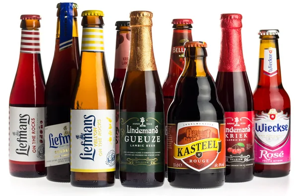 Coleção Cervejas Liefmans Kasteel Mort Subite Belle Vue Lindemans Wieckse — Fotografia de Stock