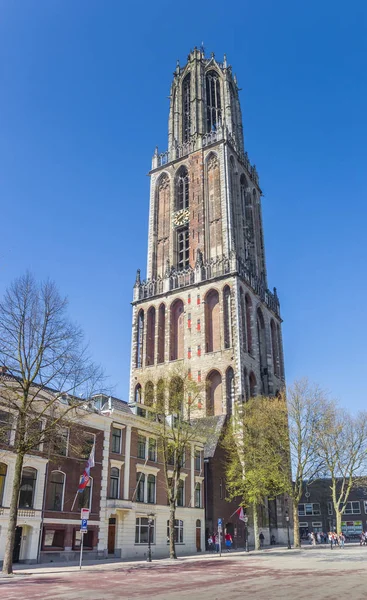 Toren Van Domkerk Het Centrale Plein Utrecht Holland — Stockfoto
