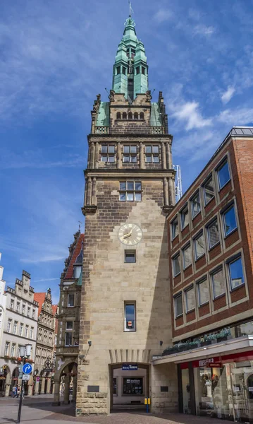 Saat Kulesi Tarihi Prinzipal Piyasada Münster Almanya — Stok fotoğraf