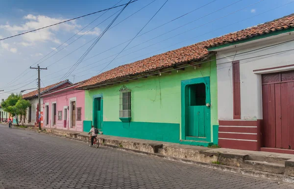 Ulica Kolorowe Domy León Nikaragua — Zdjęcie stockowe