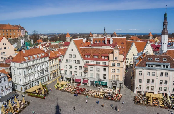 Plaza Parcelas Raekoja Centro Del Antiguo Tallin Estonia —  Fotos de Stock